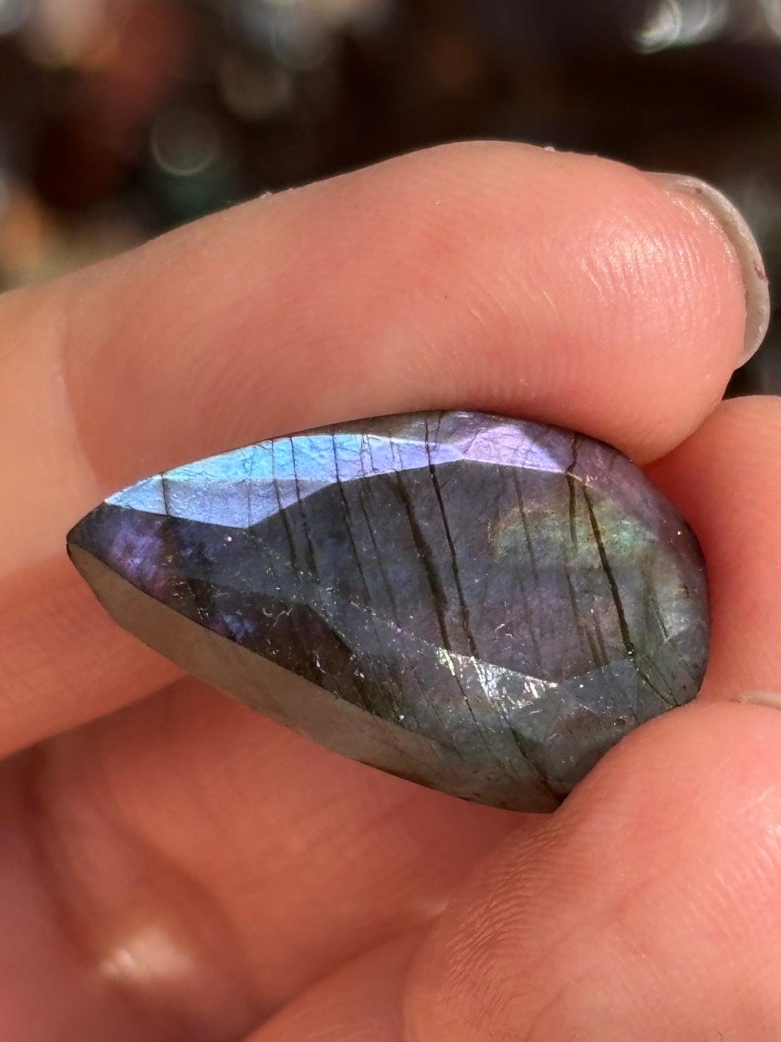 ラブラドライト ルース ドロップ型 カットルース 90 天然石 | 14枚目