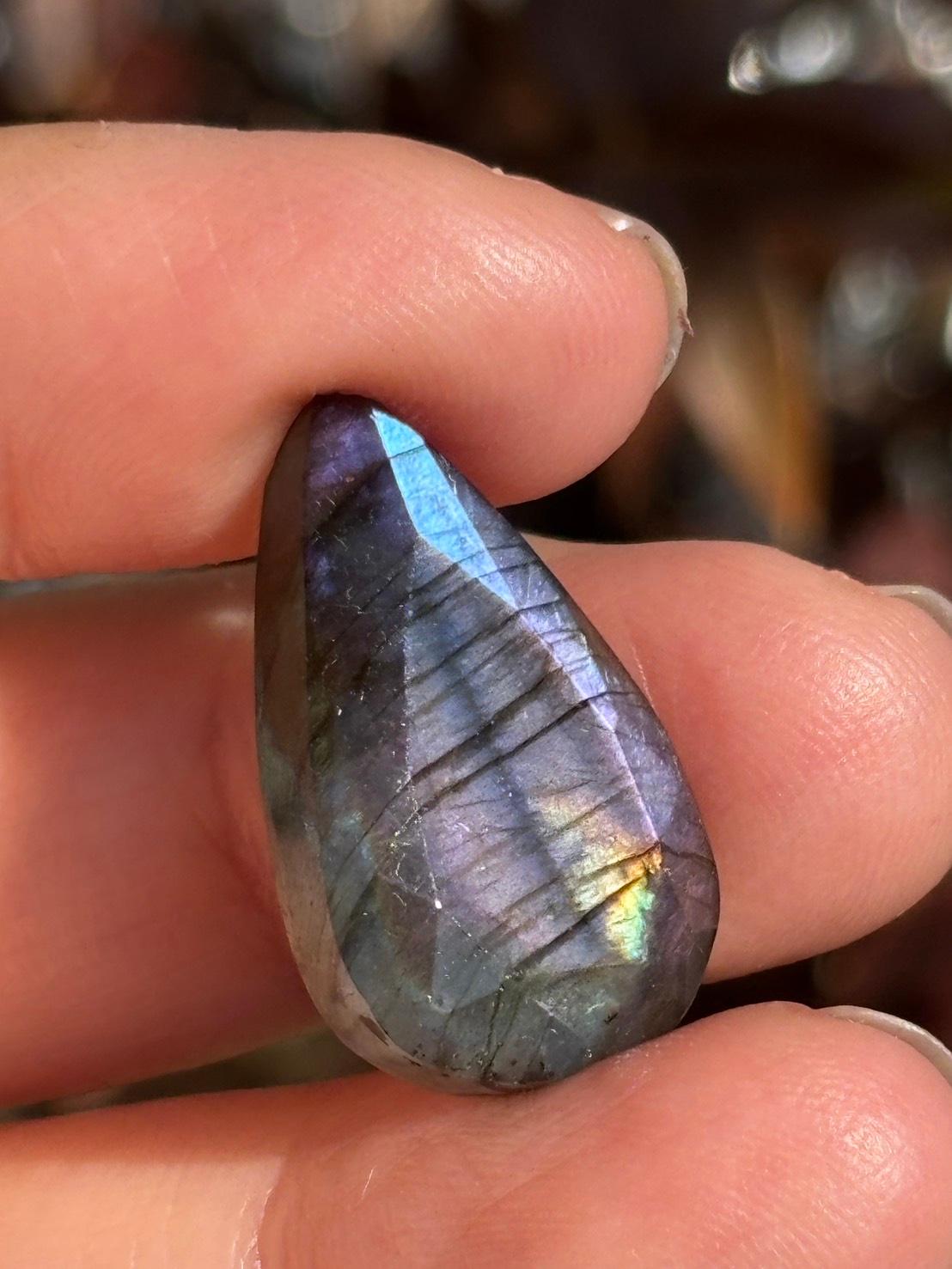 ラブラドライト ルース ドロップ型 カットルース 90 天然石 | 15枚目