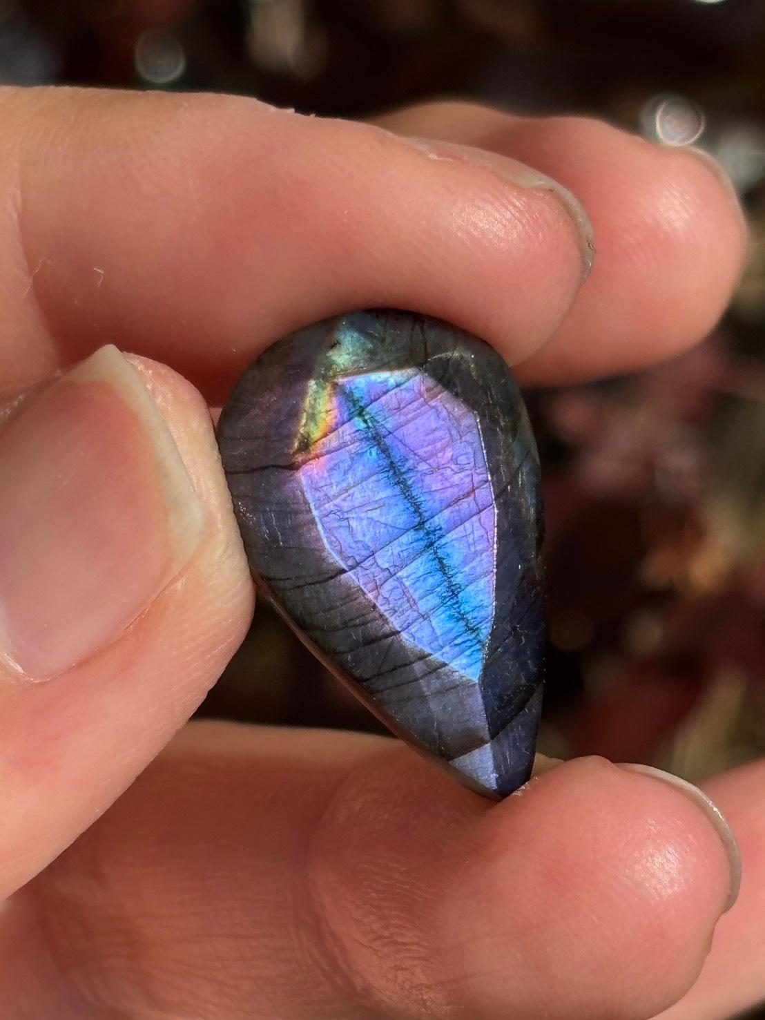 ラブラドライト ルース ドロップ型 カットルース 90 天然石 | 3枚目