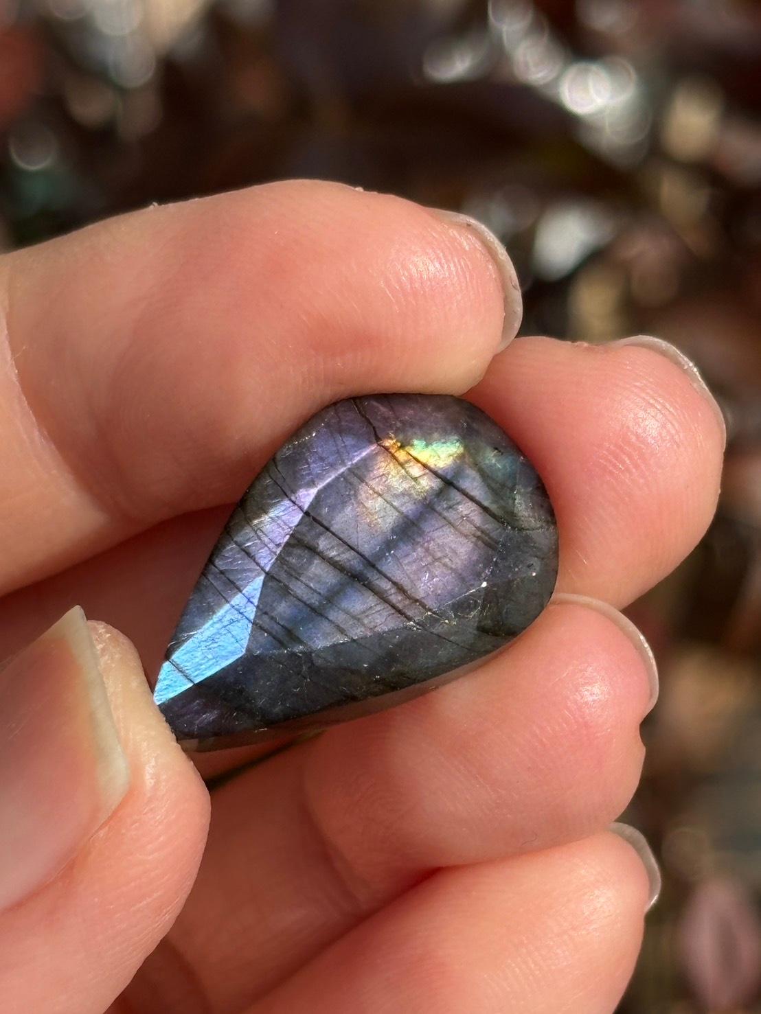 ラブラドライト ルース ドロップ型 カットルース 90 天然石 | 6枚目