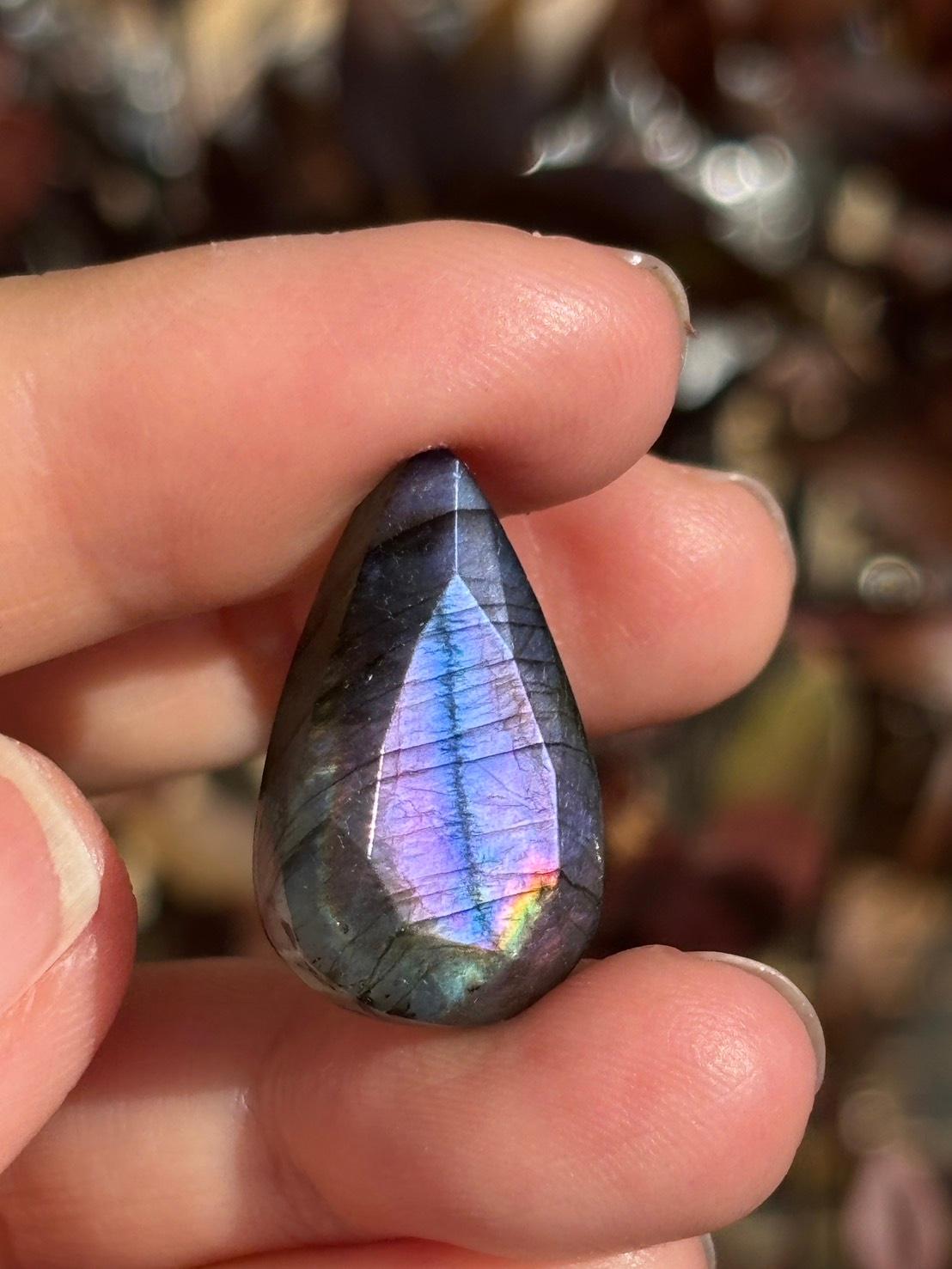 ラブラドライト ルース ドロップ型 カットルース 90 天然石 | 8枚目