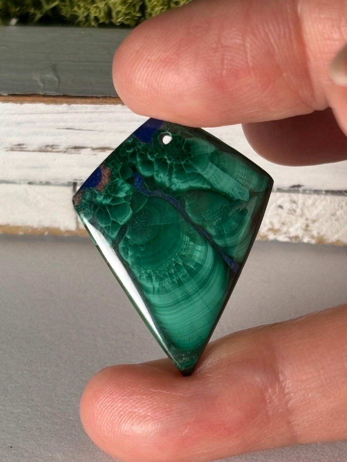 ご予約済｜マラカイト ＆ ラピスラズリ ルース カボション 穴あきルース 38 天然石 | 11枚目