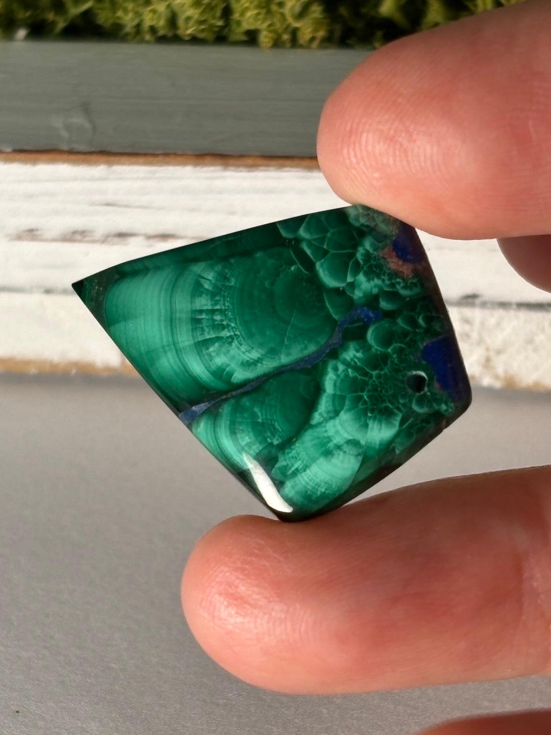 ご予約済｜マラカイト ＆ ラピスラズリ ルース カボション 穴あきルース 38 天然石 | 12枚目