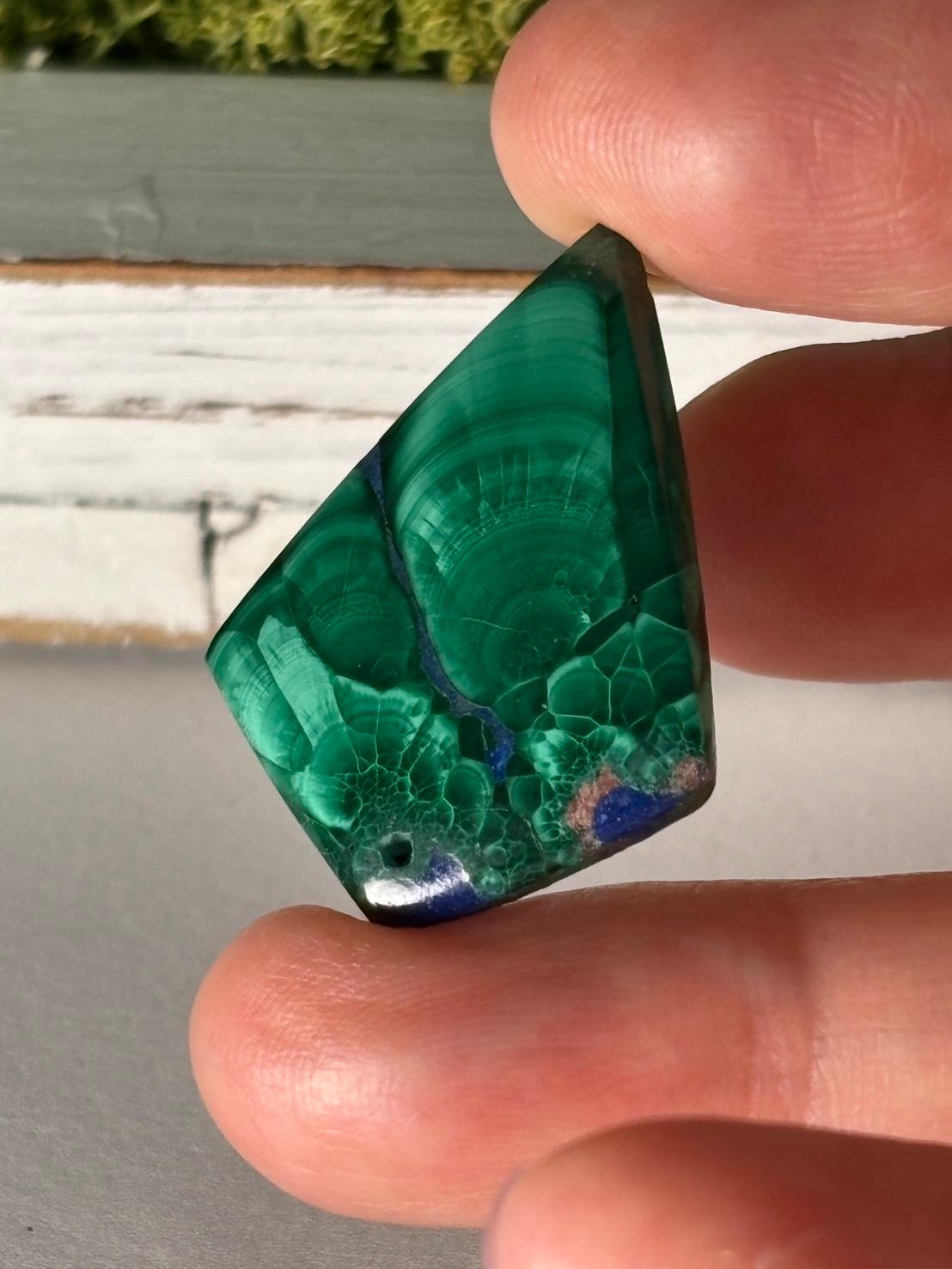 ご予約済｜マラカイト ＆ ラピスラズリ ルース カボション 穴あきルース 38 天然石 | 13枚目