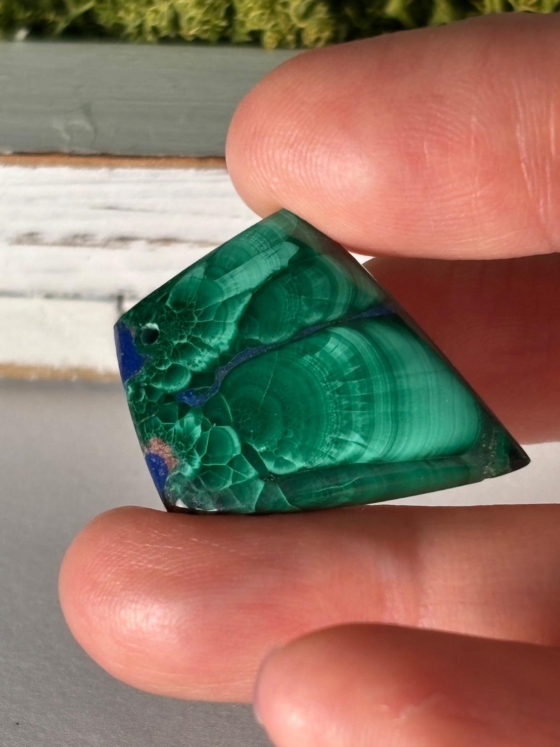 ご予約済｜マラカイト ＆ ラピスラズリ ルース カボション 穴あきルース 38 天然石 | 14枚目