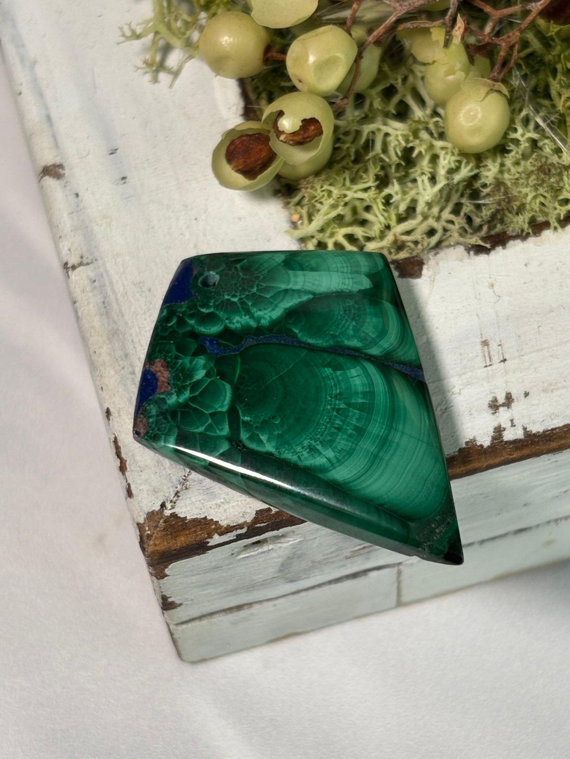 ご予約済｜マラカイト ＆ ラピスラズリ ルース カボション 穴あきルース 38 天然石 | 15枚目