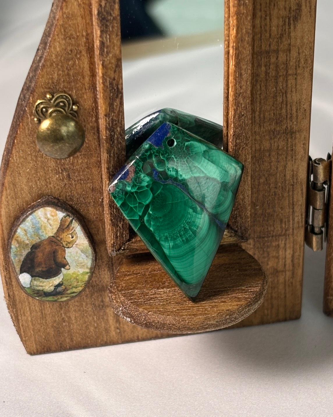 ご予約済｜マラカイト ＆ ラピスラズリ ルース カボション 穴あきルース 38 天然石 | 17枚目