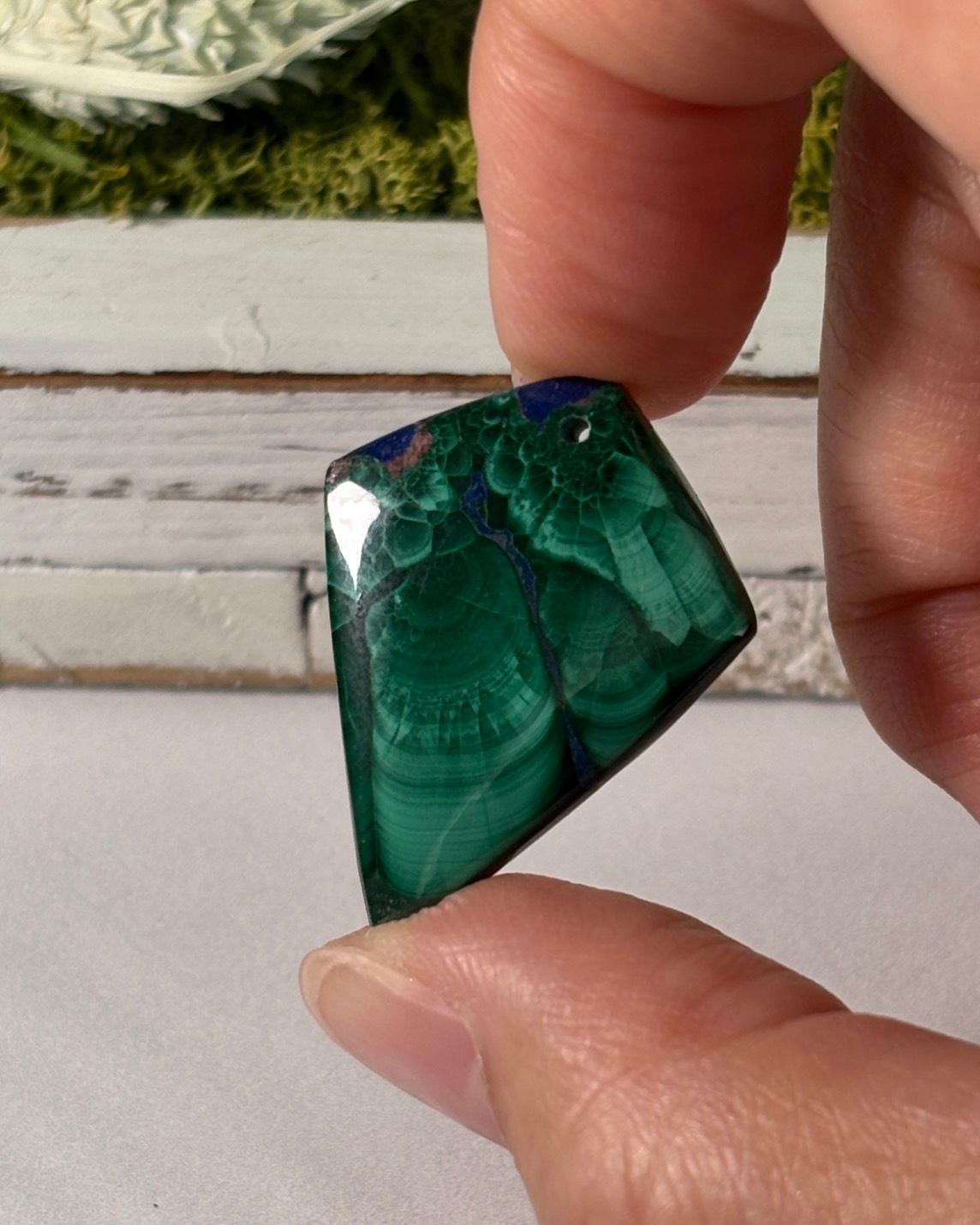 ご予約済｜マラカイト ＆ ラピスラズリ ルース カボション 穴あきルース 38 天然石 | 2枚目