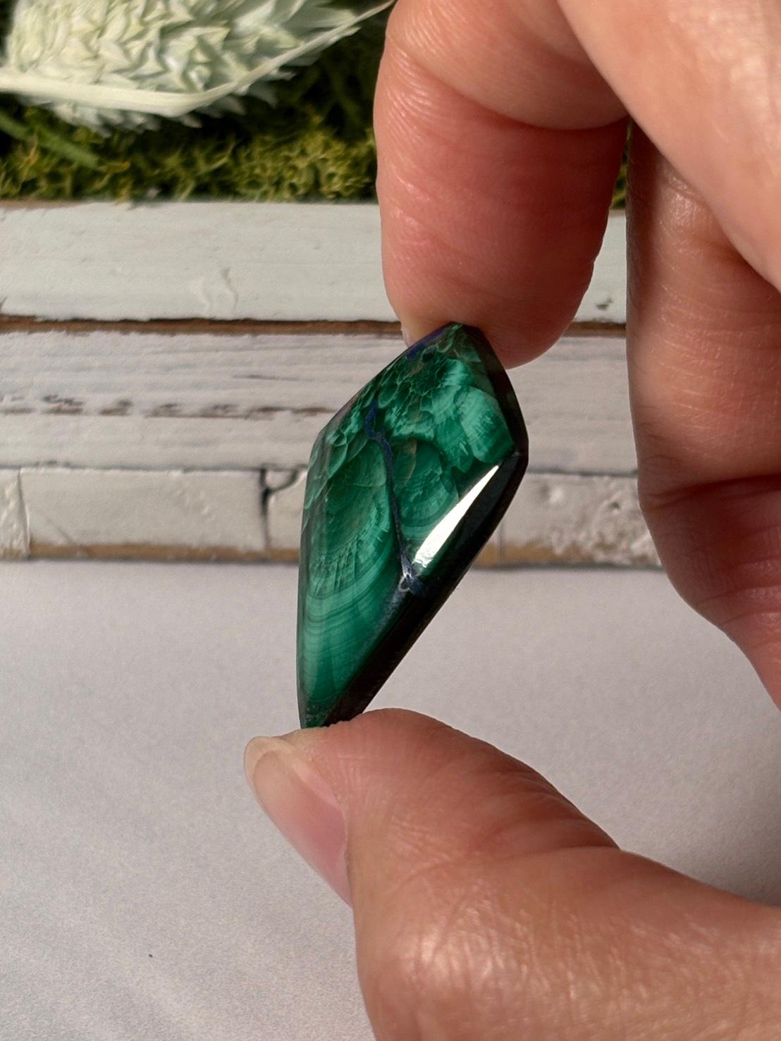 ご予約済｜マラカイト ＆ ラピスラズリ ルース カボション 穴あきルース 38 天然石 | 3枚目