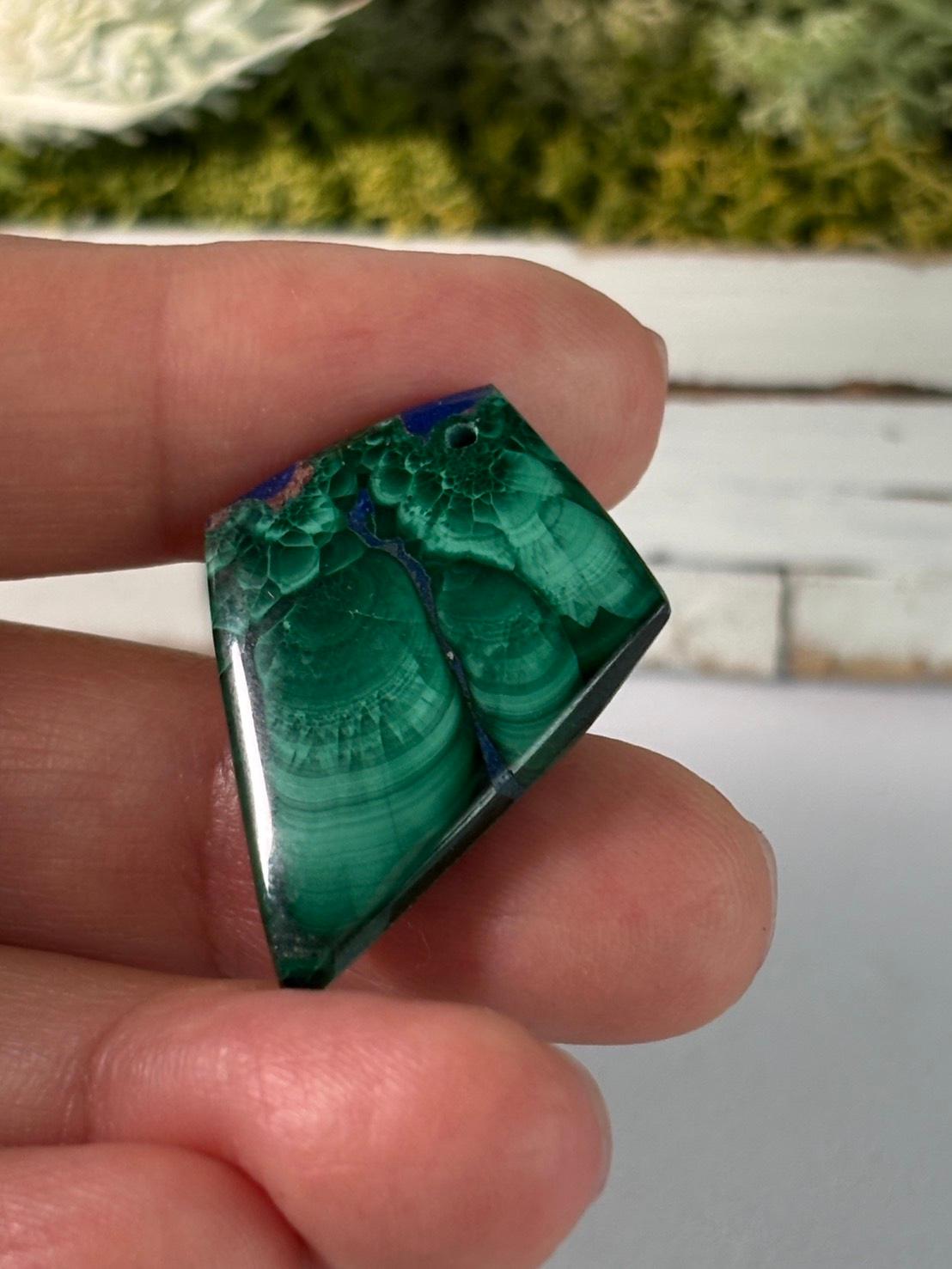 ご予約済｜マラカイト ＆ ラピスラズリ ルース カボション 穴あきルース 38 天然石 | 4枚目