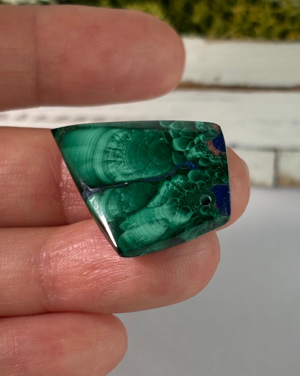 ご予約済｜マラカイト ＆ ラピスラズリ ルース カボション 穴あきルース 38 天然石 | 5枚目