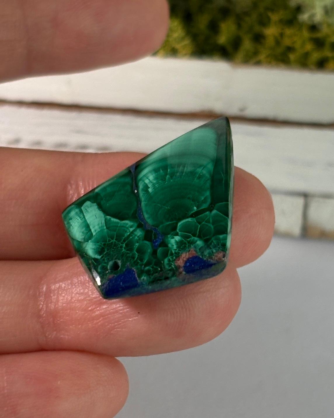 ご予約済｜マラカイト ＆ ラピスラズリ ルース カボション 穴あきルース 38 天然石 | 6枚目