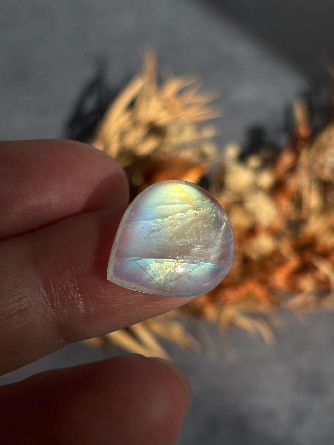 ホワイトラブラドライト レインボームーンストーン AAA ルース カボション ドロップ 天然石 | 14枚目