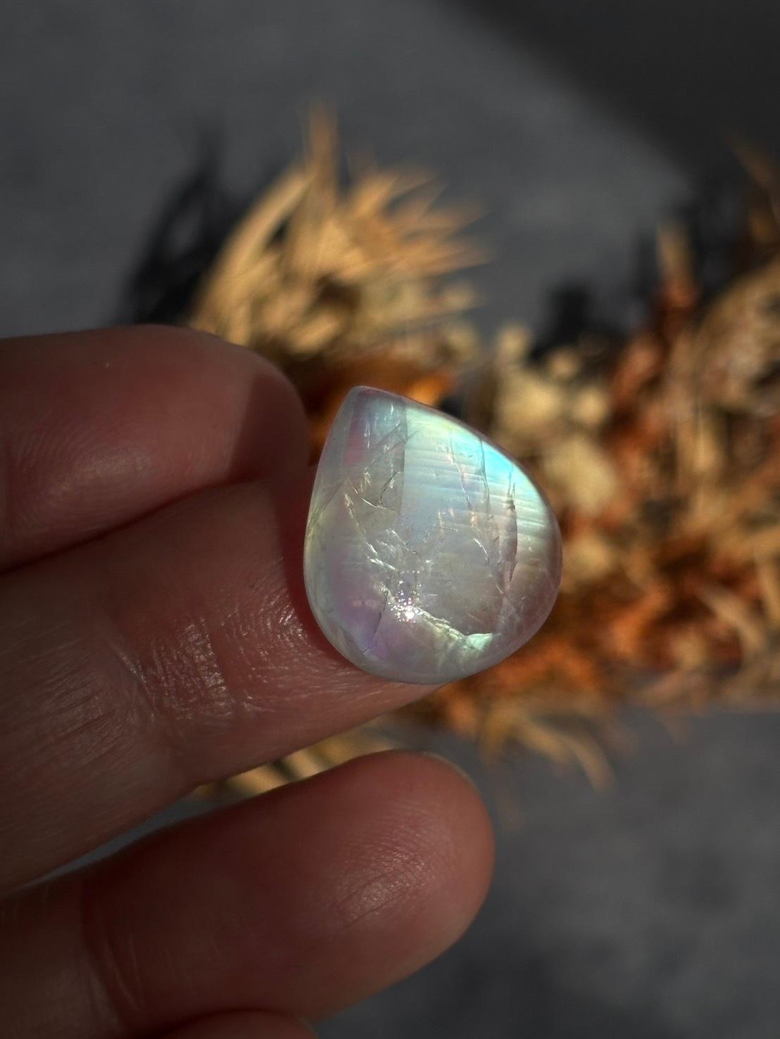 ホワイトラブラドライト レインボームーンストーン AAA ルース カボション ドロップ 天然石 | 15枚目