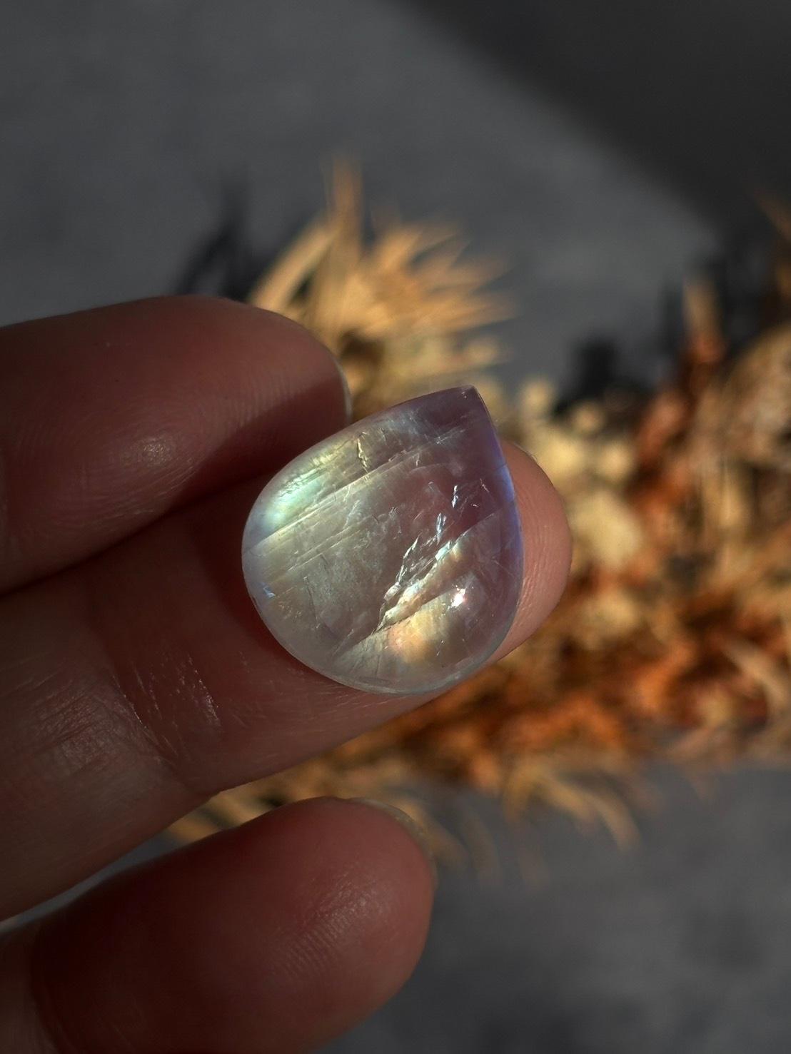 ホワイトラブラドライト レインボームーンストーン AAA ルース カボション ドロップ 天然石 | 16枚目