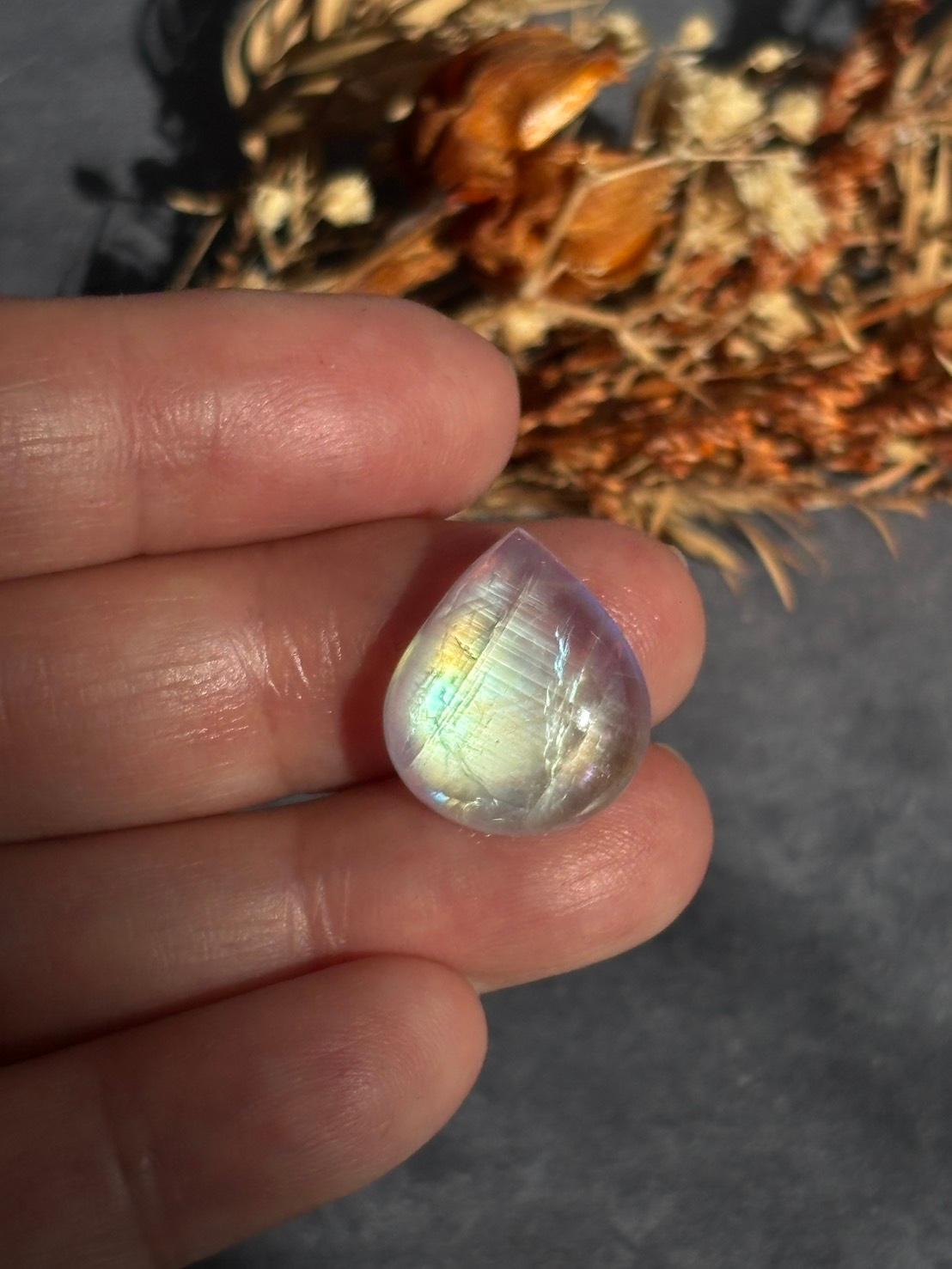 ホワイトラブラドライト レインボームーンストーン AAA ルース カボション ドロップ 天然石 | 8枚目