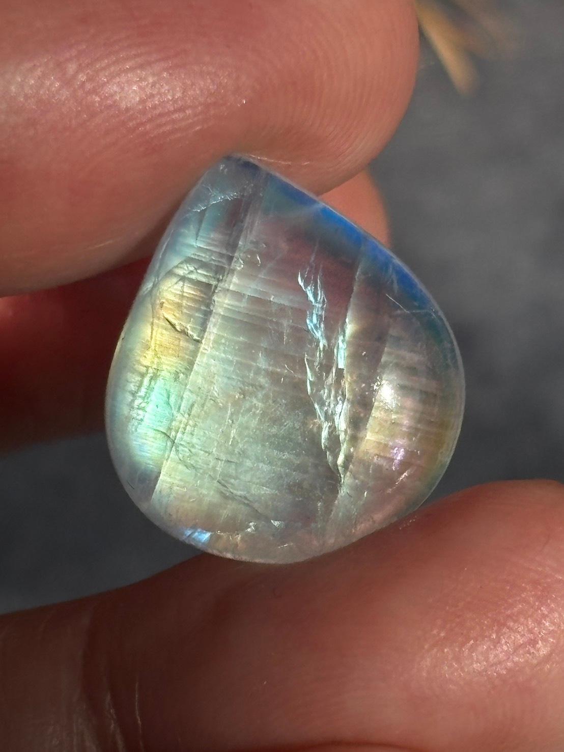 ホワイトラブラドライト レインボームーンストーン AAA ルース カボション ドロップ 天然石 | 9枚目