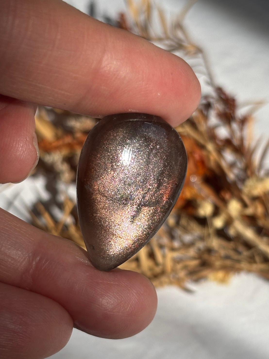 サンストーン ピンク ＆ オレンジ ヘイズ レアレッセンス ルース カボション レアヘイズ 08 天然石 | 10枚目