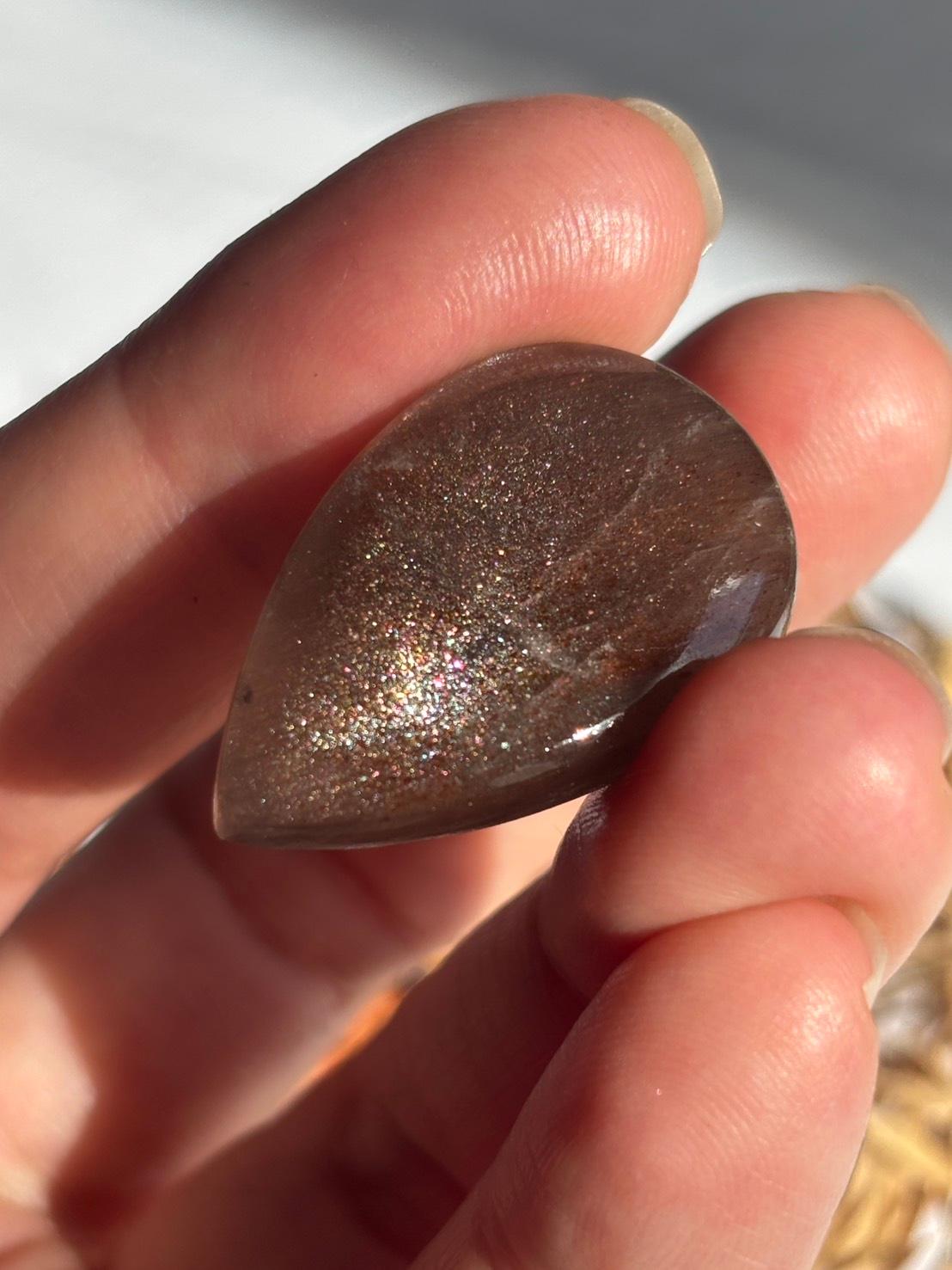 サンストーン ピンク ＆ オレンジ ヘイズ レアレッセンス ルース カボション レアヘイズ 08 天然石 | 11枚目