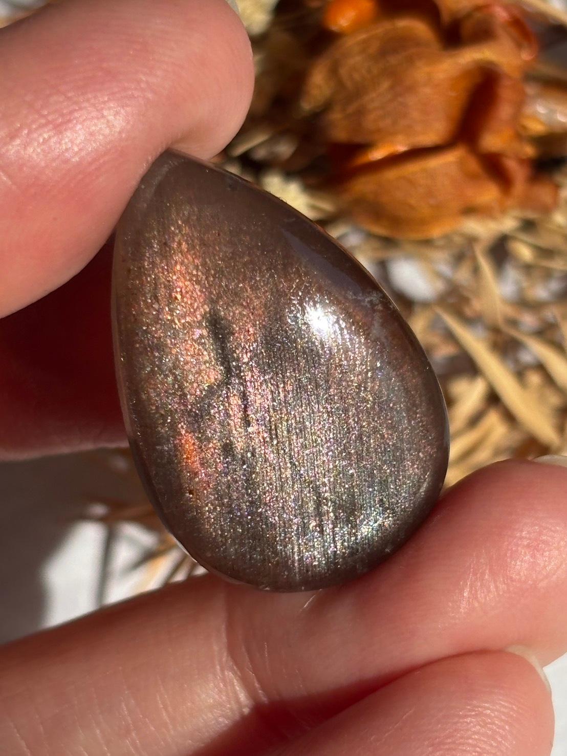 サンストーン ピンク ＆ オレンジ ヘイズ レアレッセンス ルース カボション レアヘイズ 08 天然石 | 13枚目