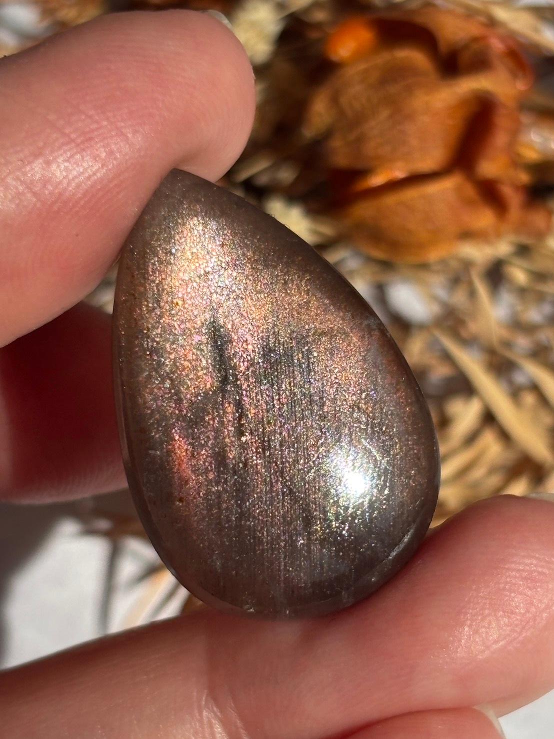 サンストーン ピンク ＆ オレンジ ヘイズ レアレッセンス ルース カボション レアヘイズ 08 天然石 | 14枚目