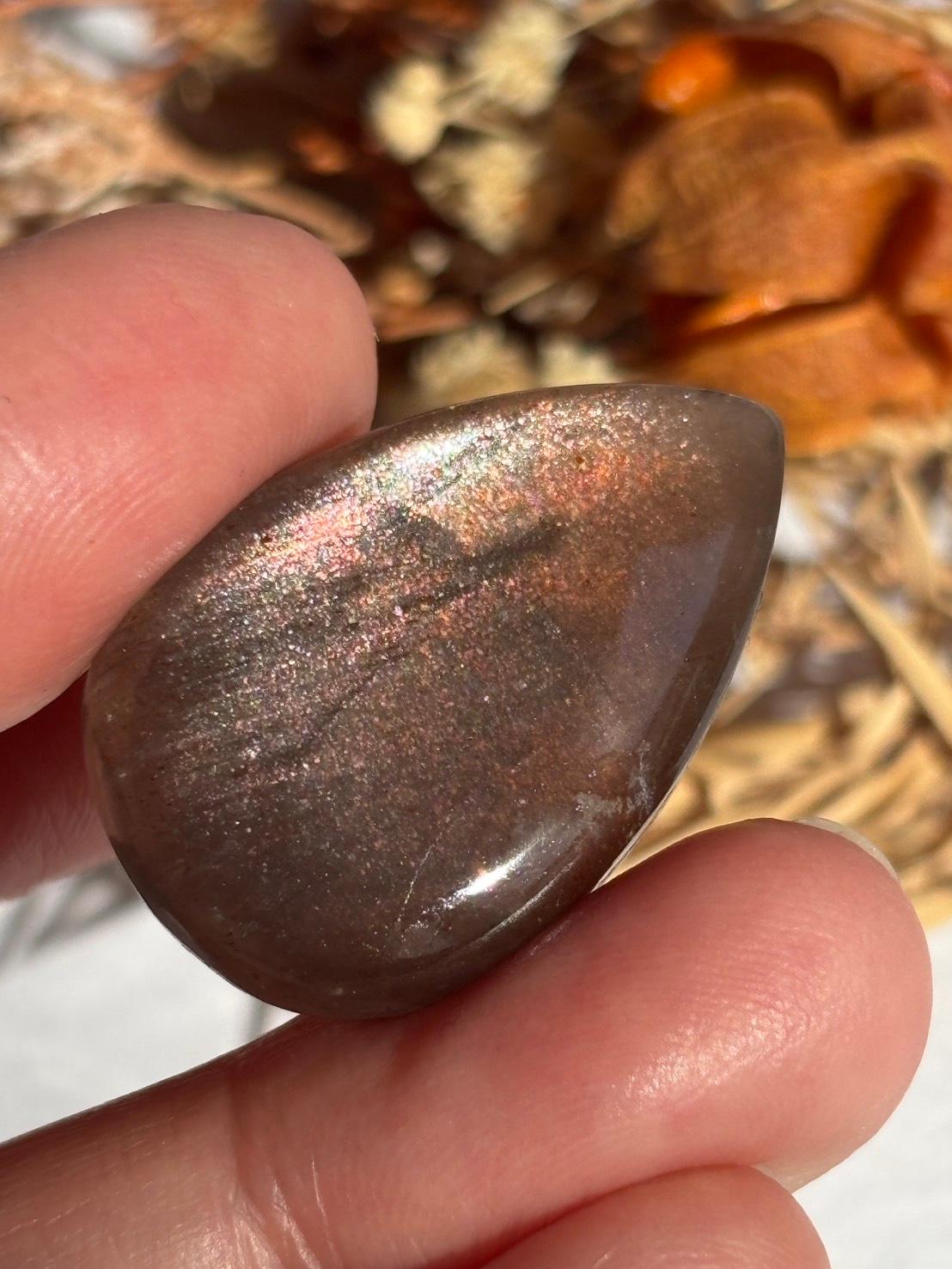 サンストーン ピンク ＆ オレンジ ヘイズ レアレッセンス ルース カボション レアヘイズ 08 天然石 | 15枚目