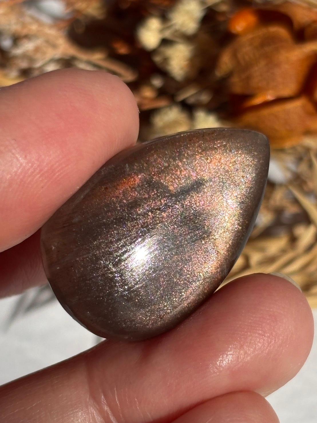 サンストーン ピンク ＆ オレンジ ヘイズ レアレッセンス ルース カボション レアヘイズ 08 天然石 | 16枚目