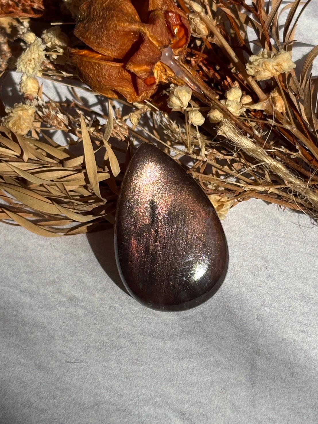 サンストーン ピンク ＆ オレンジ ヘイズ レアレッセンス ルース カボション レアヘイズ 08 天然石 | 2枚目