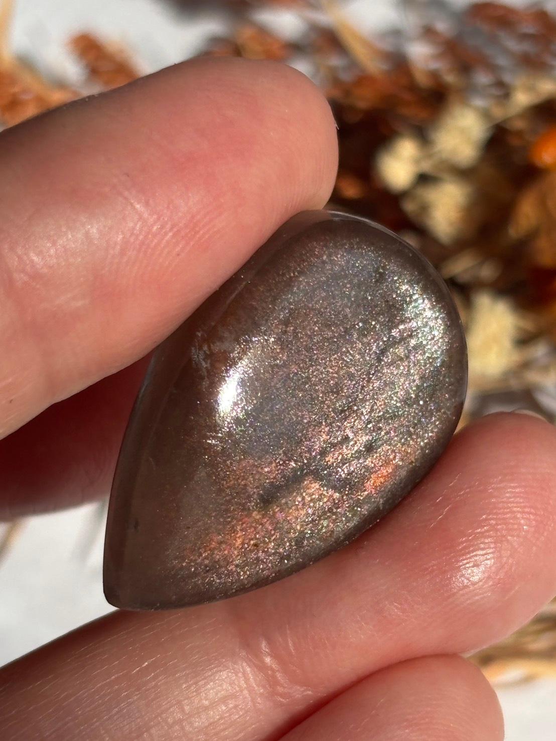 サンストーン ピンク ＆ オレンジ ヘイズ レアレッセンス ルース カボション レアヘイズ 08 天然石 | 20枚目