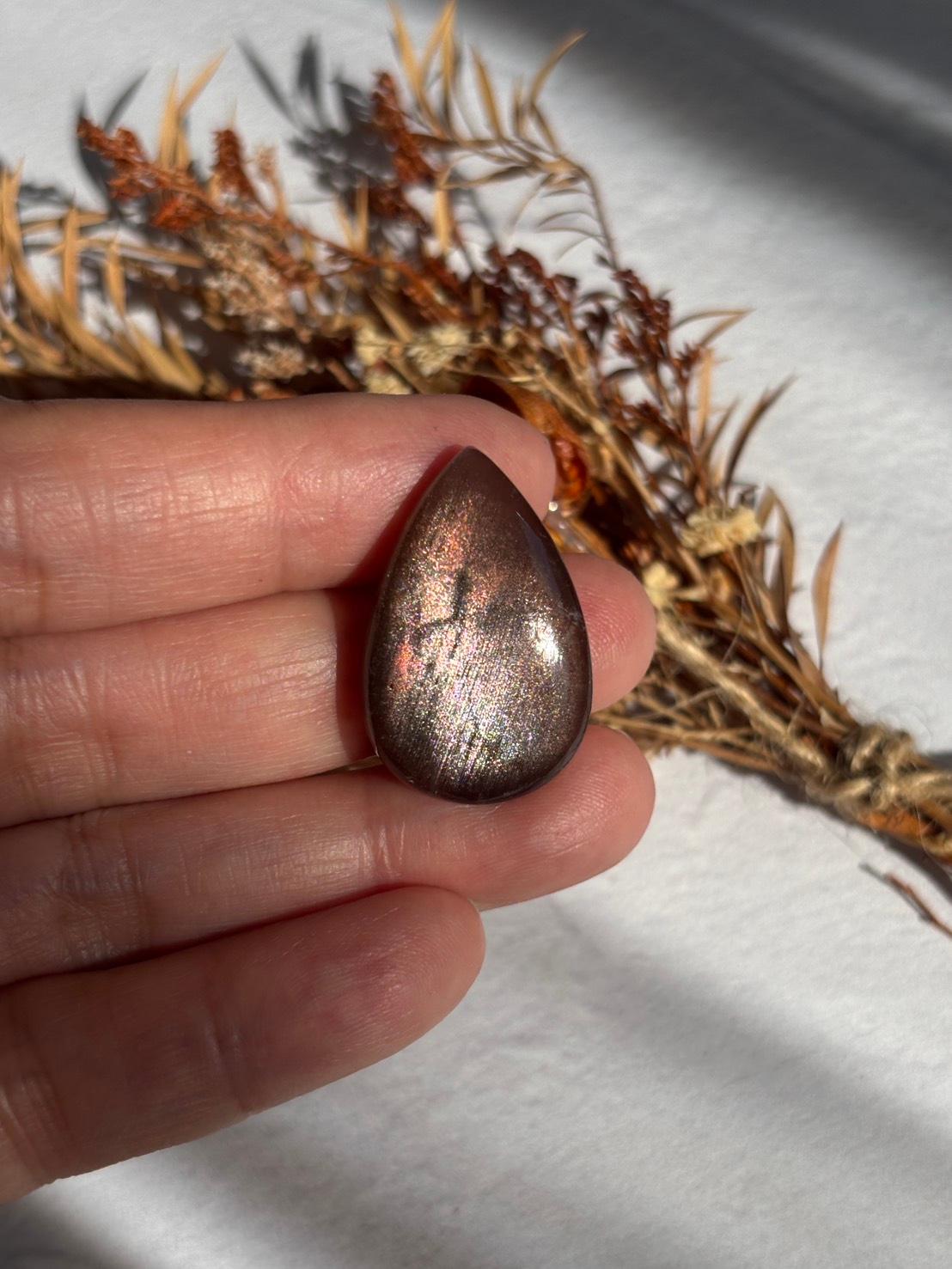 サンストーン ピンク ＆ オレンジ ヘイズ レアレッセンス ルース カボション レアヘイズ 08 天然石 | 3枚目