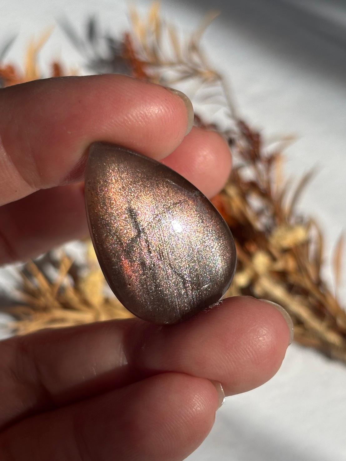 サンストーン ピンク ＆ オレンジ ヘイズ レアレッセンス ルース カボション レアヘイズ 08 天然石 | 4枚目