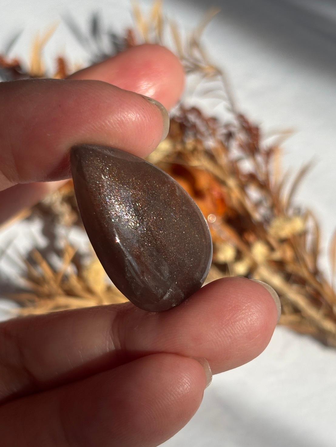 サンストーン ピンク ＆ オレンジ ヘイズ レアレッセンス ルース カボション レアヘイズ 08 天然石 | 5枚目