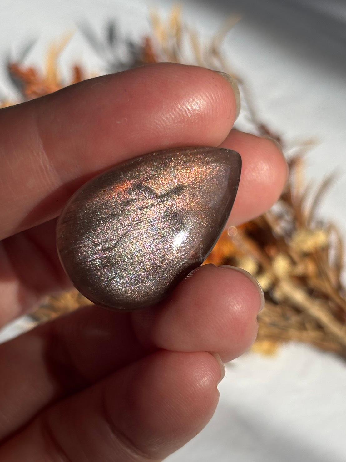 サンストーン ピンク ＆ オレンジ ヘイズ レアレッセンス ルース カボション レアヘイズ 08 天然石 | 6枚目