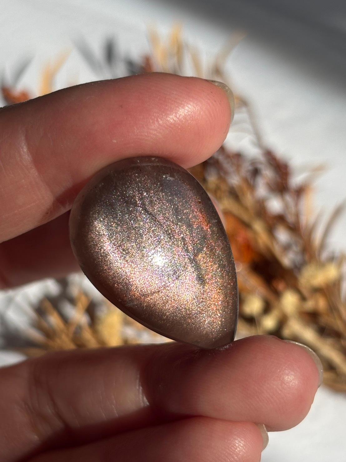 サンストーン ピンク ＆ オレンジ ヘイズ レアレッセンス ルース カボション レアヘイズ 08 天然石 | 8枚目