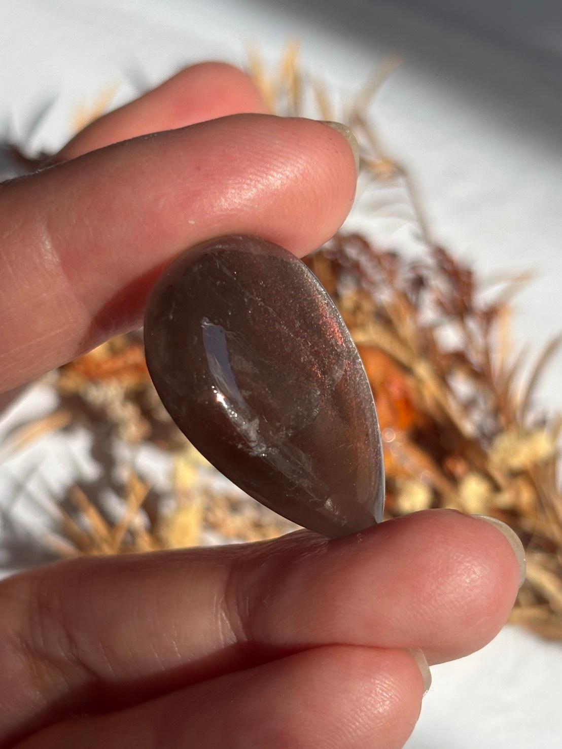 サンストーン ピンク ＆ オレンジ ヘイズ レアレッセンス ルース カボション レアヘイズ 08 天然石 | 9枚目