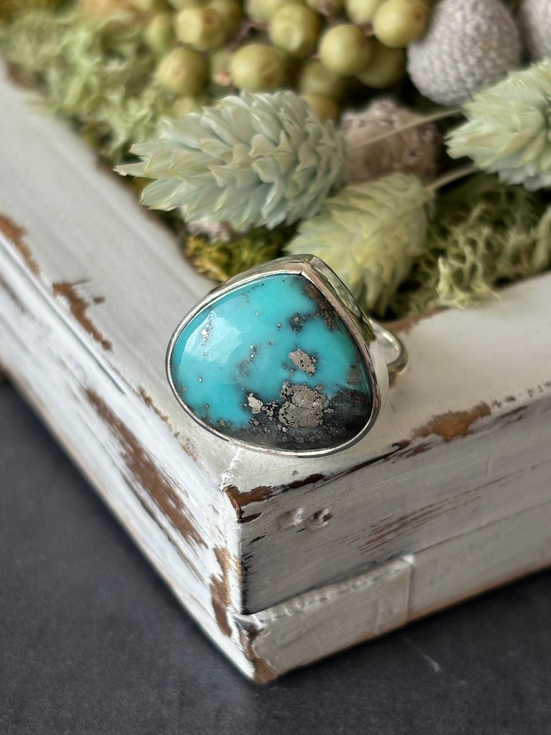 ご予約済み｜ターコイズ｜カンピトス鉱山 ルース01 を使ったシルバーリング