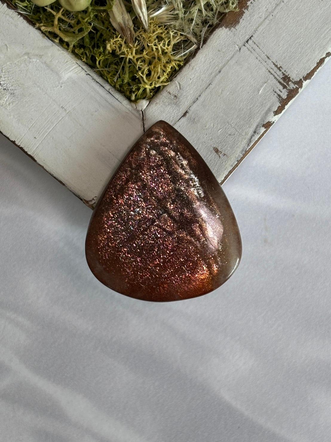 サンストーン ピンク ＆ オレンジ ヘイズ レアレッセンス ルース カボション 大きめ 09 天然石1枚目の画像