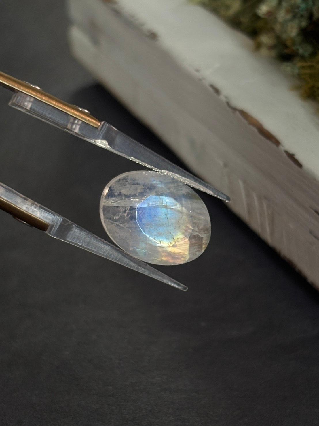 ホワイトラブラドライト レインボームーンストーン 表ファセット ルース 27 天然石 | 9枚目