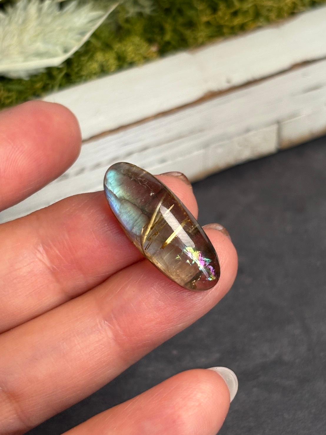 高品質 ルチルクォーツ と ラブラドライト のダブレット ルース  カボション  天然石 | 13枚目