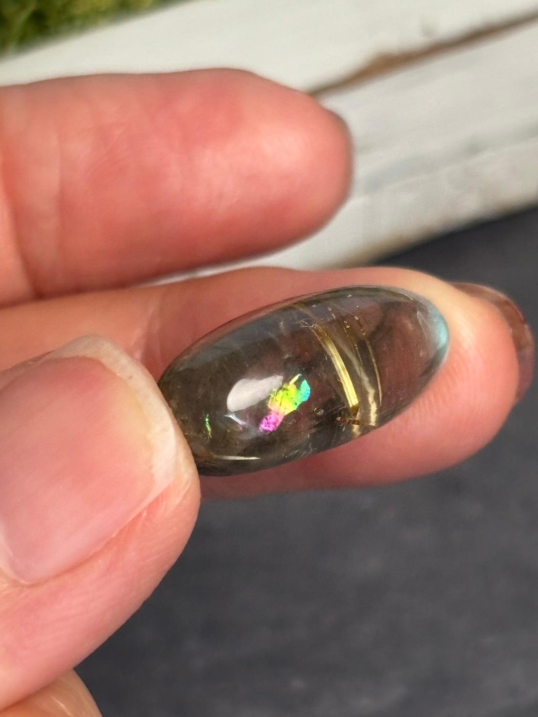 高品質 ルチルクォーツ と ラブラドライト のダブレット ルース  カボション  天然石 | 16枚目