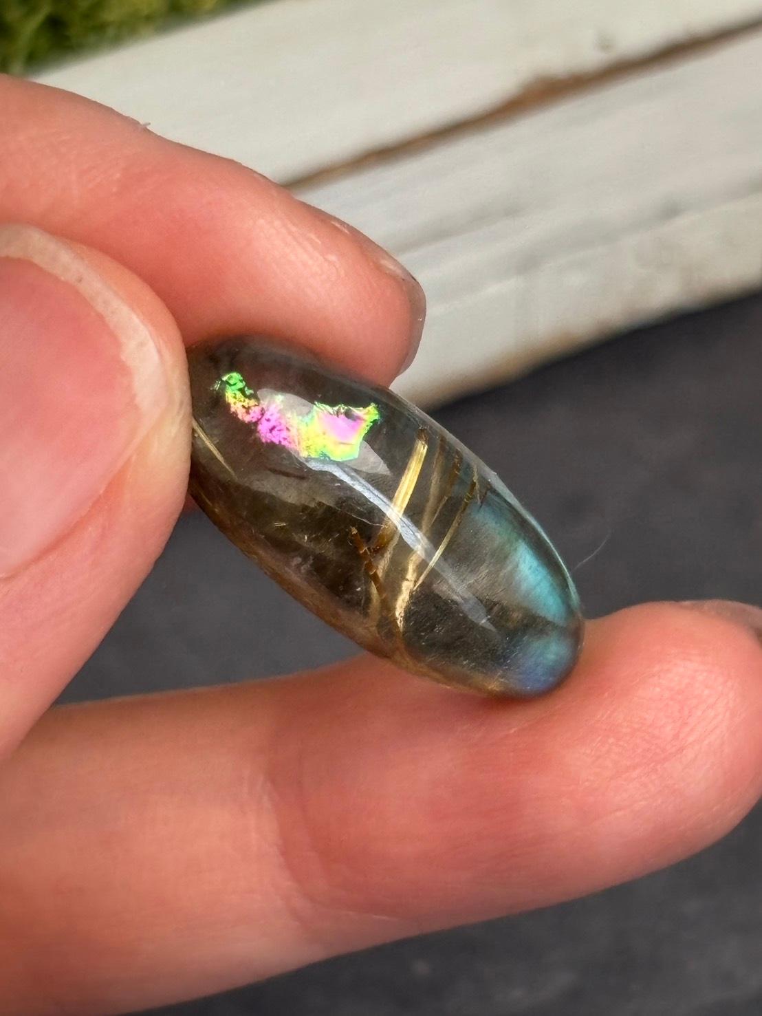 高品質 ルチルクォーツ と ラブラドライト のダブレット ルース  カボション  天然石 | 17枚目