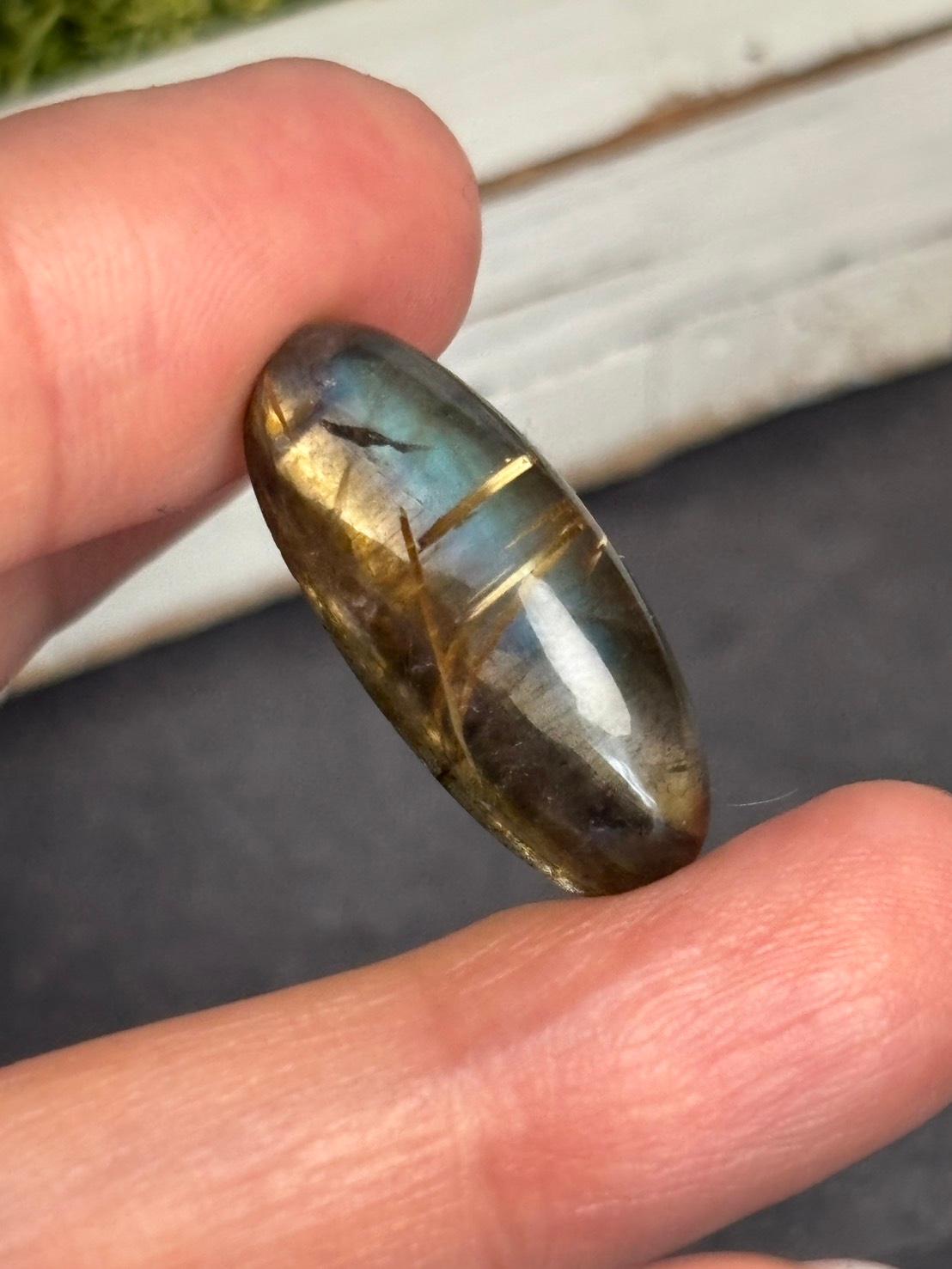 高品質 ルチルクォーツ と ラブラドライト のダブレット ルース  カボション  天然石 | 18枚目