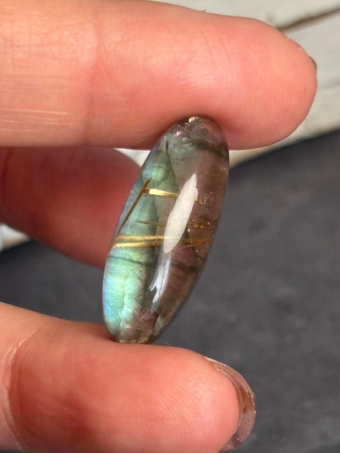 高品質 ルチルクォーツ と ラブラドライト のダブレット ルース  カボション  天然石 | 20枚目