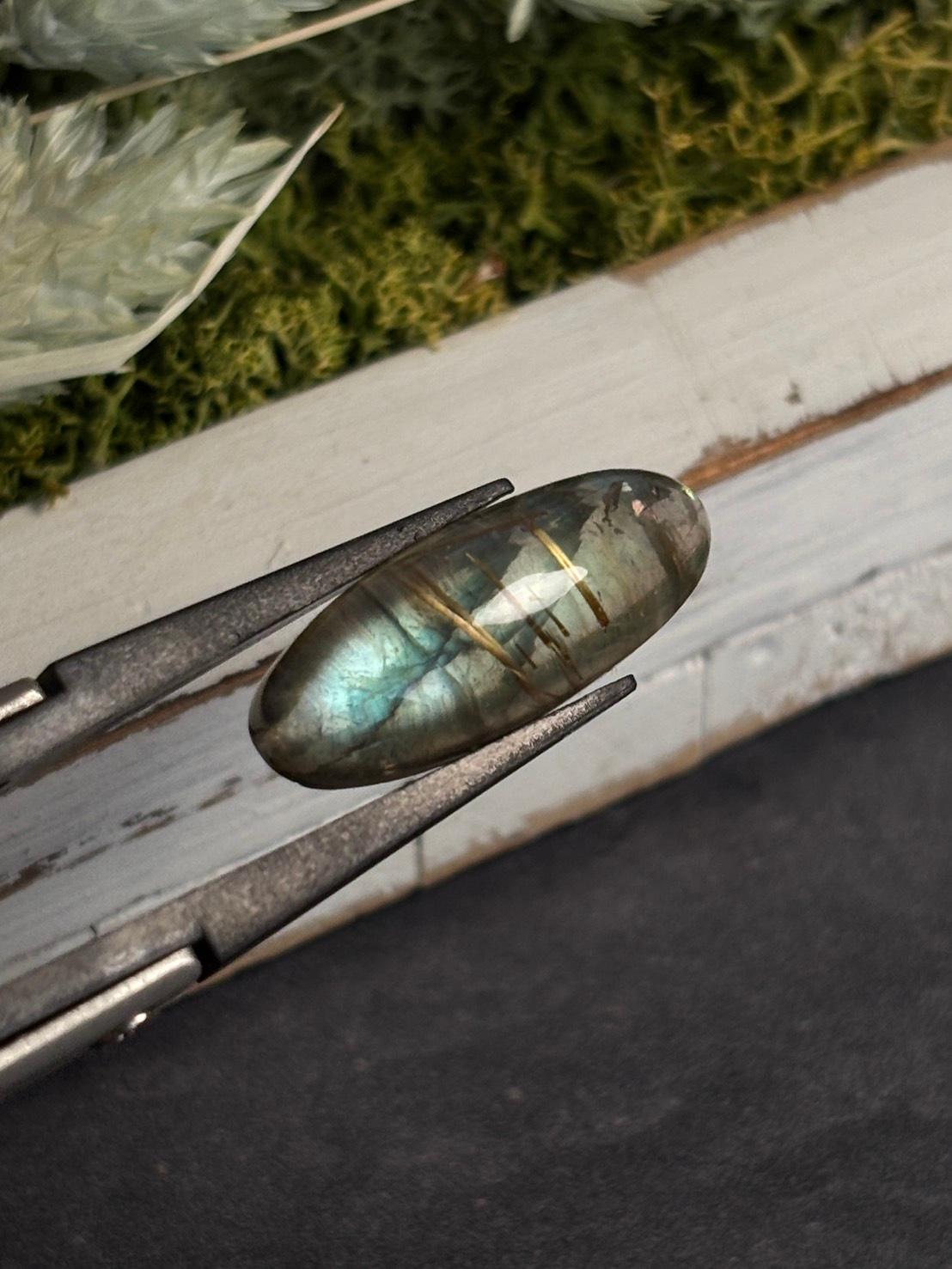 高品質 ルチルクォーツ と ラブラドライト のダブレット ルース  カボション  天然石 | 3枚目