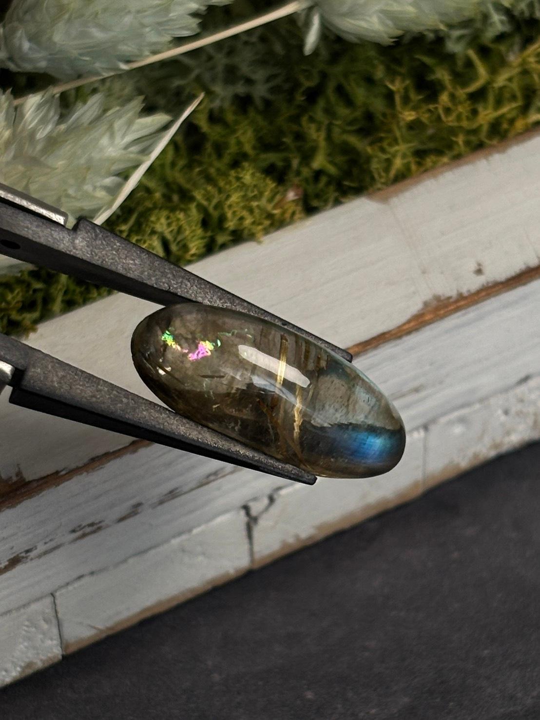 高品質 ルチルクォーツ と ラブラドライト のダブレット ルース  カボション  天然石 | 7枚目