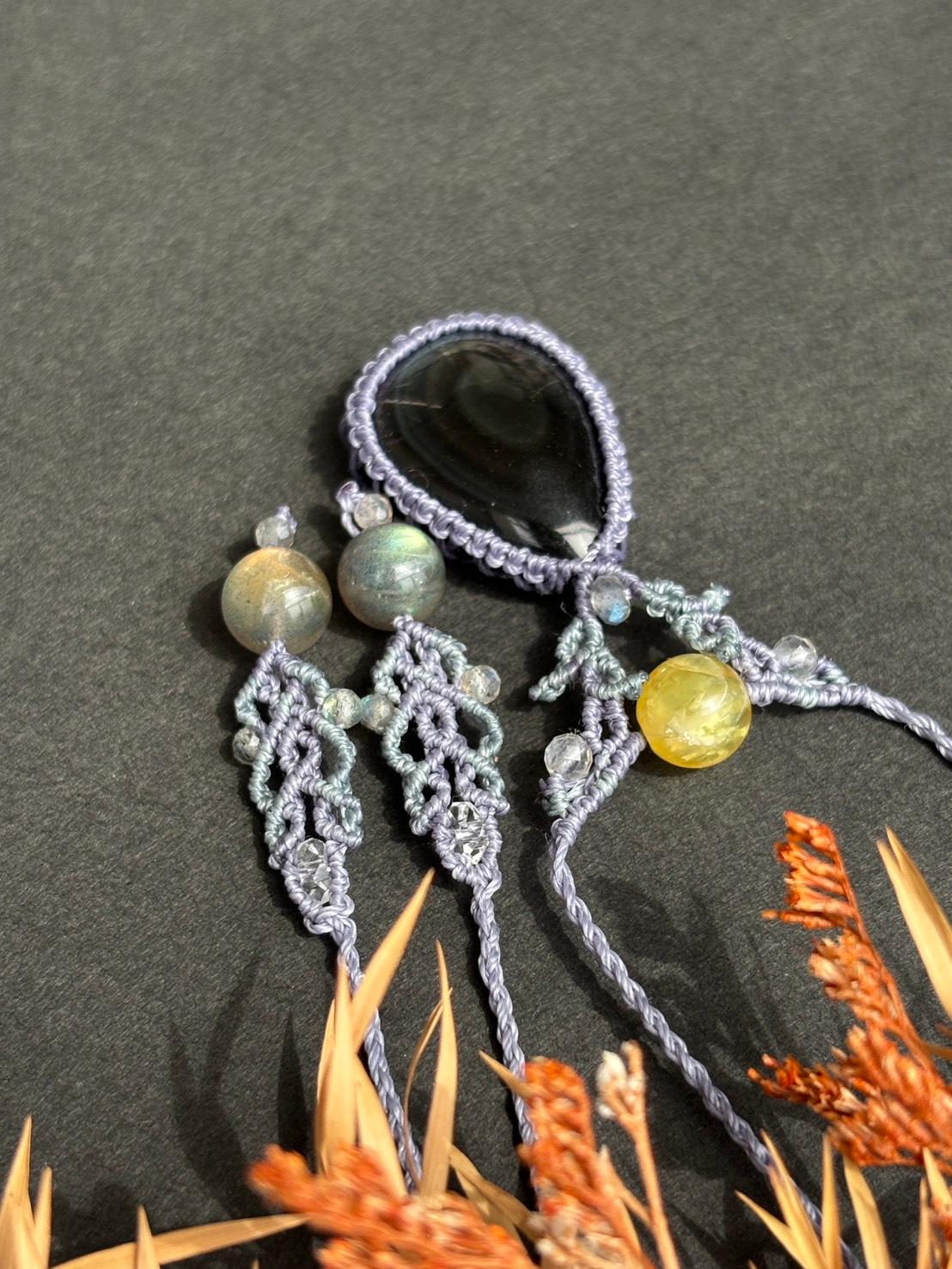 ご予約済|レインボーオブシディアン マクラメペンダントネックレス|天然石 | 5枚目