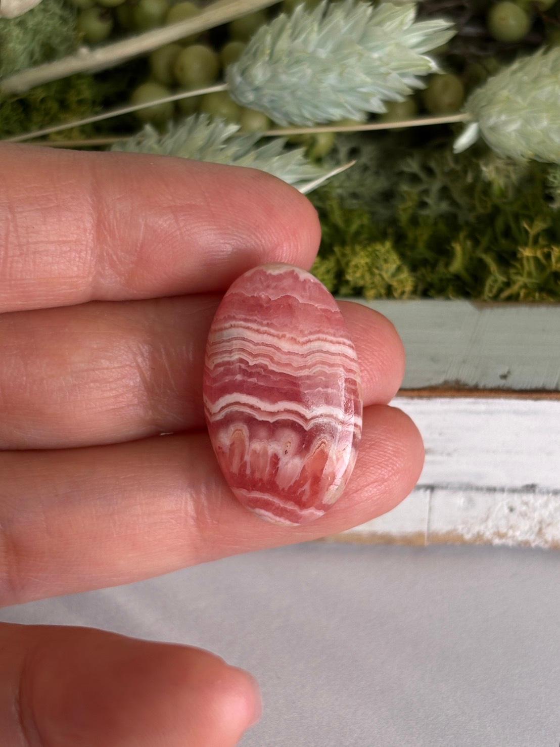 ロードクロサイト インカローズ ルース カボション 18 高品質 レースパターン 天然石 | 2枚目