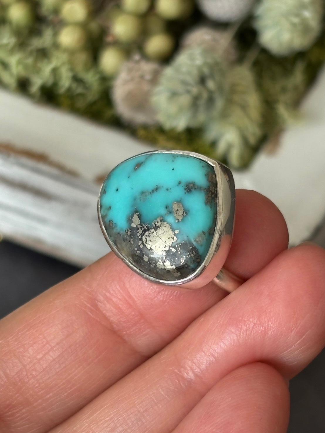 ご予約済み|ターコイズ|カンピトス鉱山 ルース01 を使ったシルバーリング | 2枚目