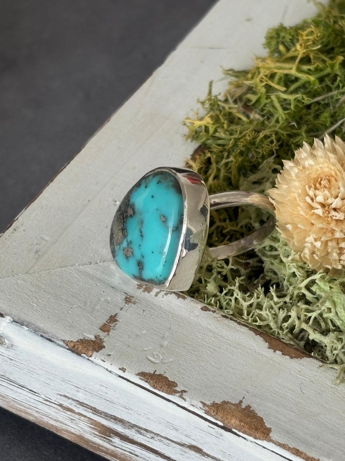 ご予約済み|ターコイズ|カンピトス鉱山 ルース01 を使ったシルバーリング | 3枚目