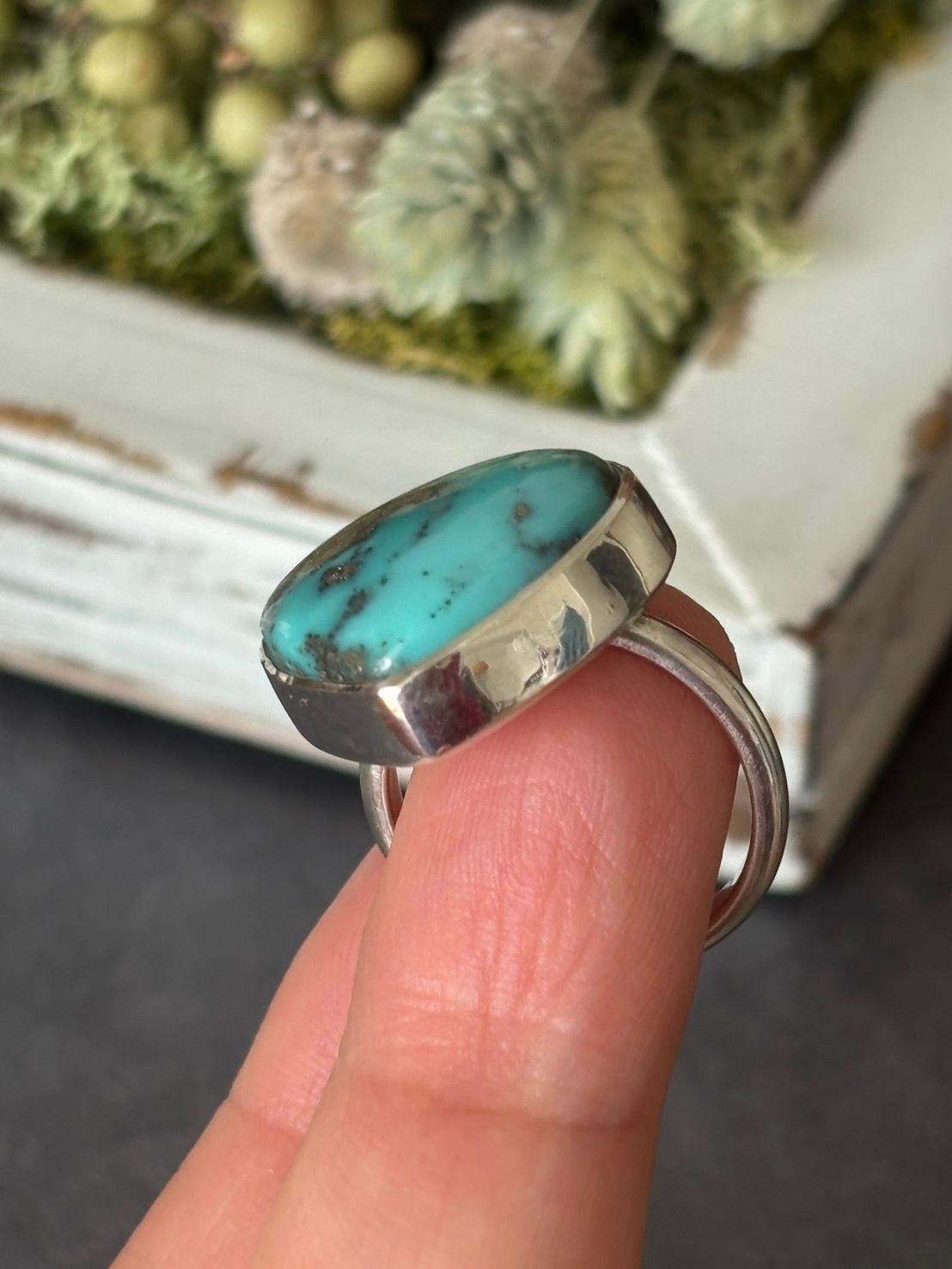 ご予約済み|ターコイズ|カンピトス鉱山 ルース01 を使ったシルバーリング | 9枚目